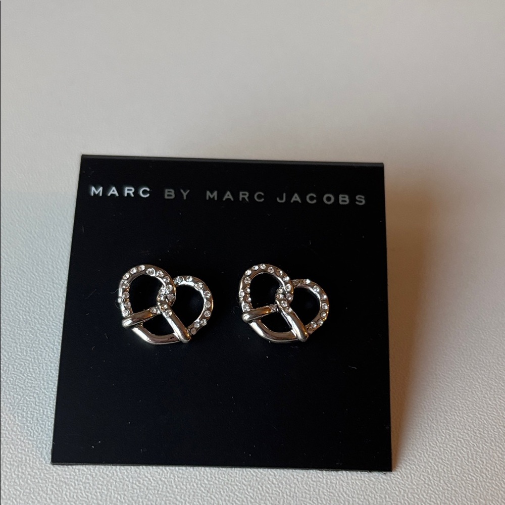 Marc by Marc Jacobs Silver Crystal Pretzel Stud Earrings